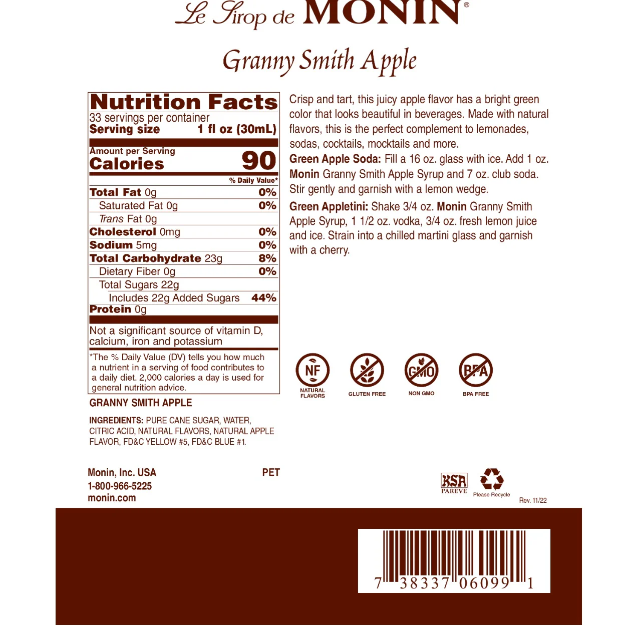 Monin Granny Smith Syrup - Image 2