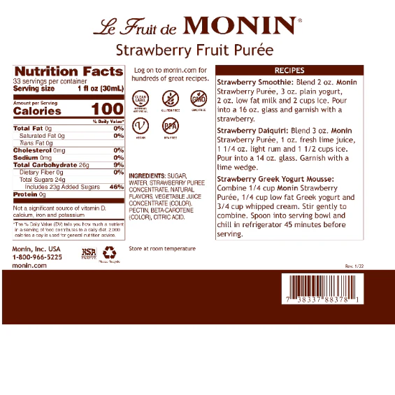 Monin Strawberry Puree - Image 2